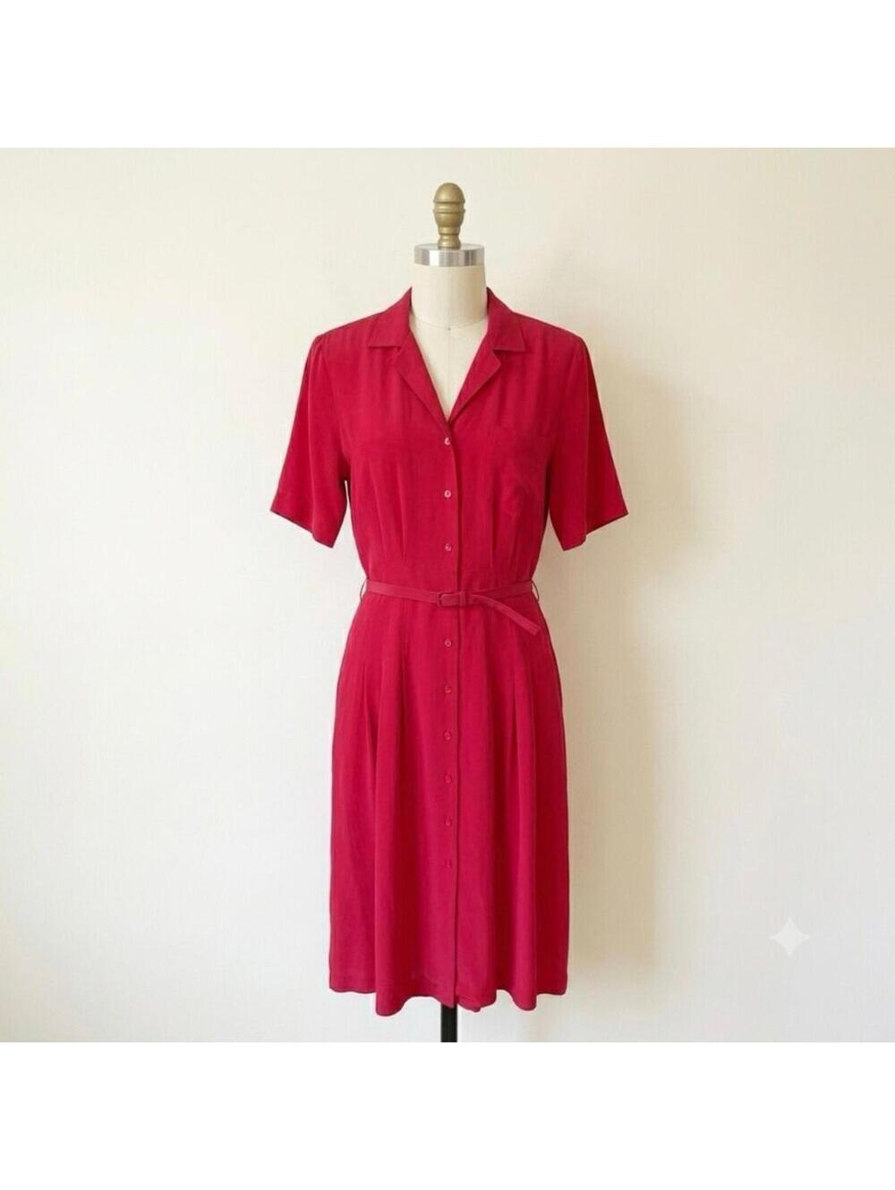Silk studio vintage 100% silk retro house dress midi shirt button 80’s 90’s 12